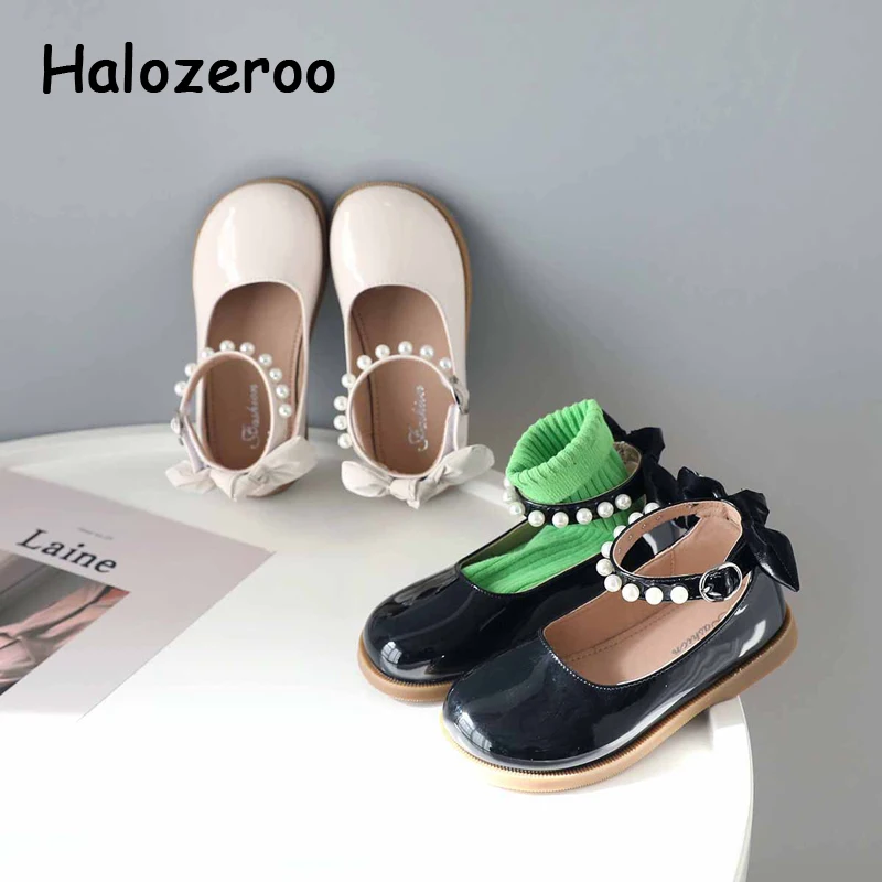 

Spring New Baby Girls Shoes Children Bow Ballet Flats Toddler Princess Shoes Kids Brand Black Shoes Pearl Dress Shoe Mary Jane