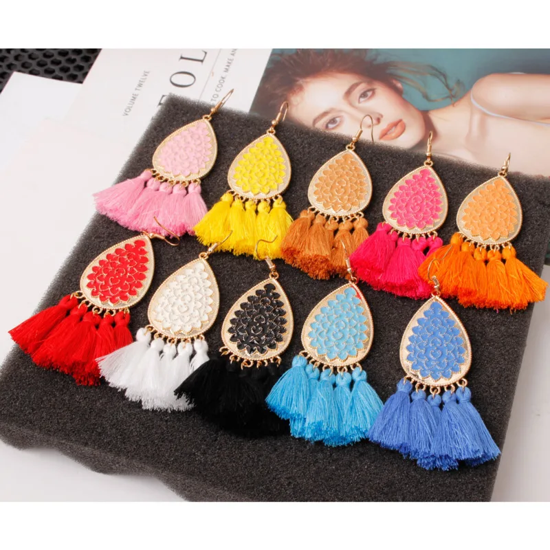 

Bohemia Korean Big Tassel Earrings for Women Geometric Statement Earring Jewelry Gift Orecchini Pendientes Mujer Weekend Party