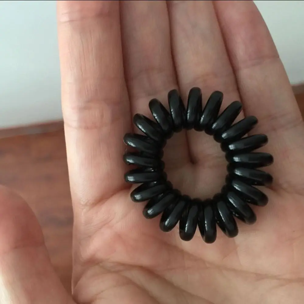 

10pcs Elastic Hair Bands Telephone Wire Elastic Hair Bands Girls Hair Ropes Women Rubber Band Transparent Black Hair Ties Gum