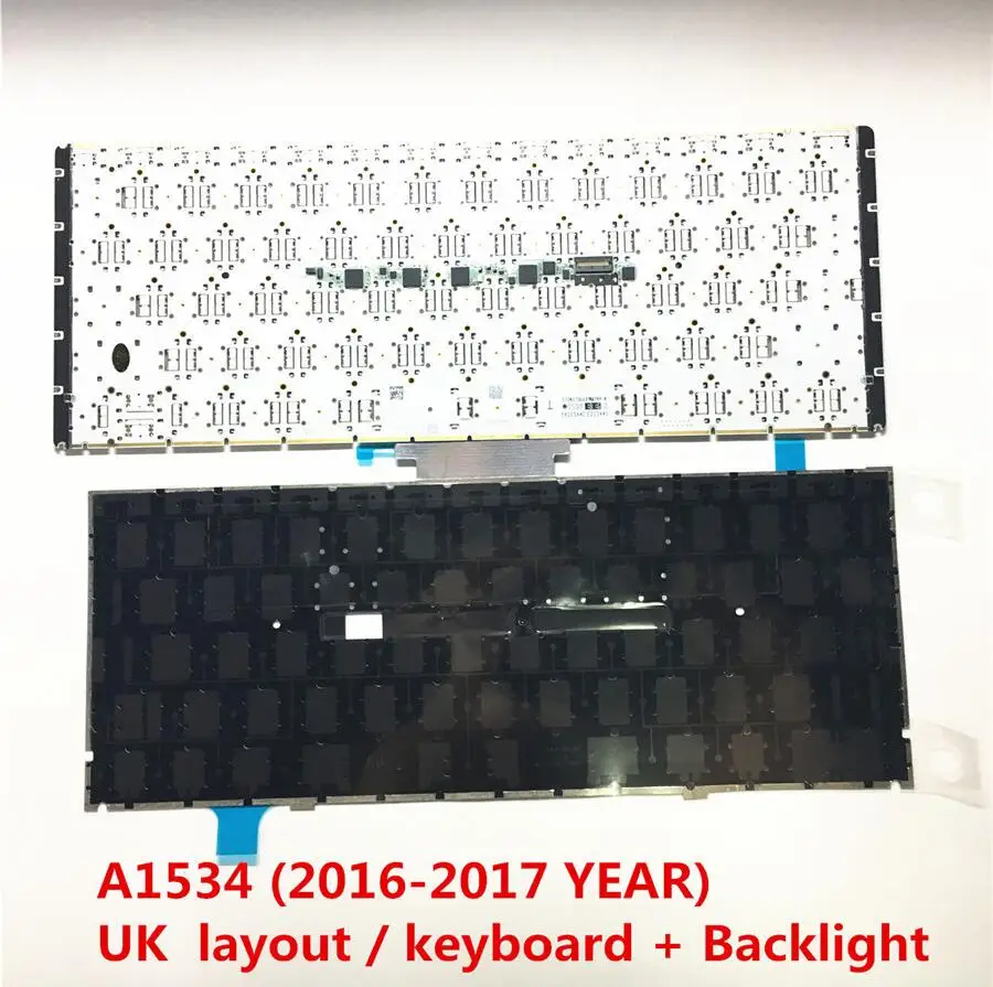 Оригинальная клавиатура A1534 UK с подсветкой для Macbook Pro Retina ноутбука 12 дюймов EMC 2991