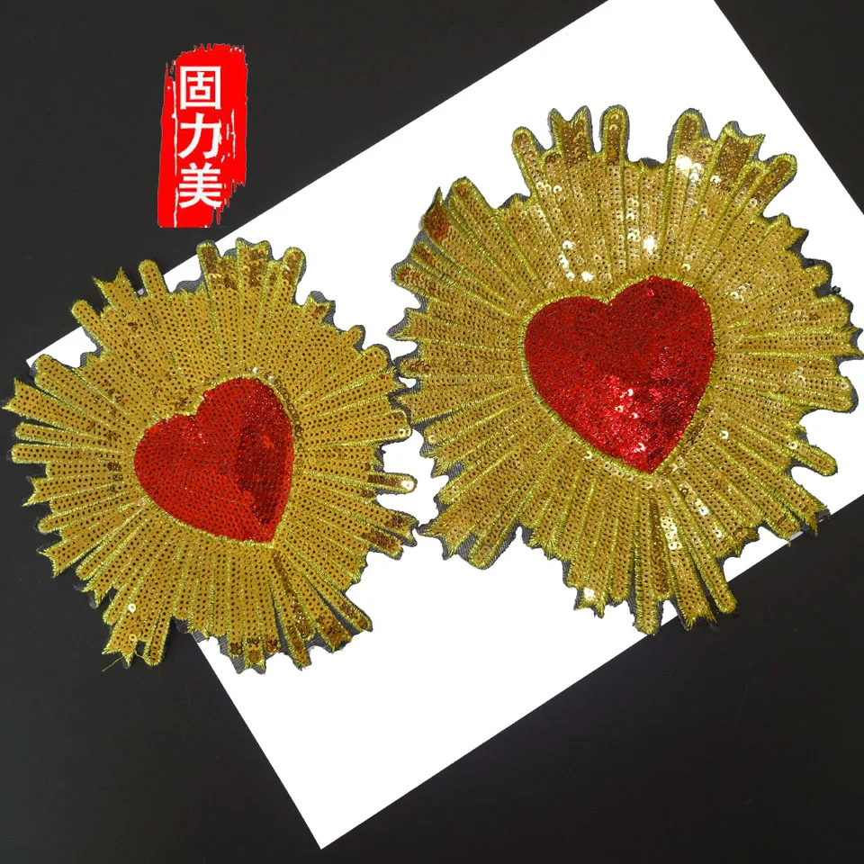 2 шт. роскошный мужской красный любящее сердце с блестками клеевая заплатка на