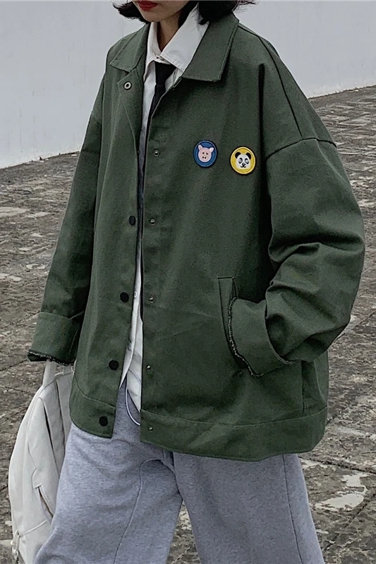 

2020 Spring And Autumn New Youth Popular Korean Simple Jacket Fashion Casual Solid Color Wild Loose Shirt Army Green/Khaki/Black