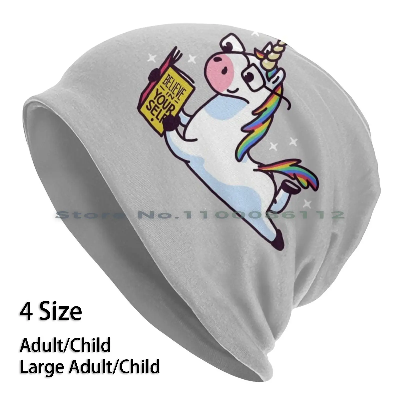 

Вязаная Шапка-бини, с рисунком единорога, для чтения