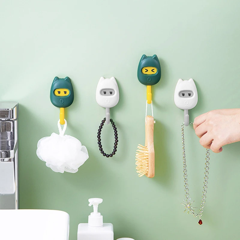 

3/6 pieces of cute creative sticker hooks, perforated wall stickers seamless hooks, key holders kitchen and bathroom hooks