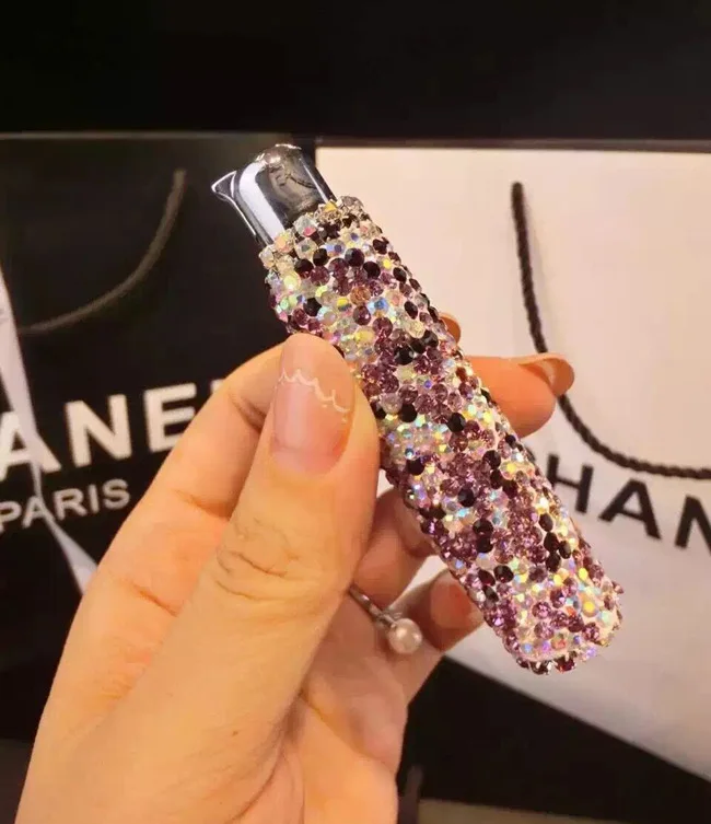 Personality Women diamonds Jet Butane Cigarette Lighter Gas Ultra-thin inflatable lighter Beautiful Cigar | Дом и сад