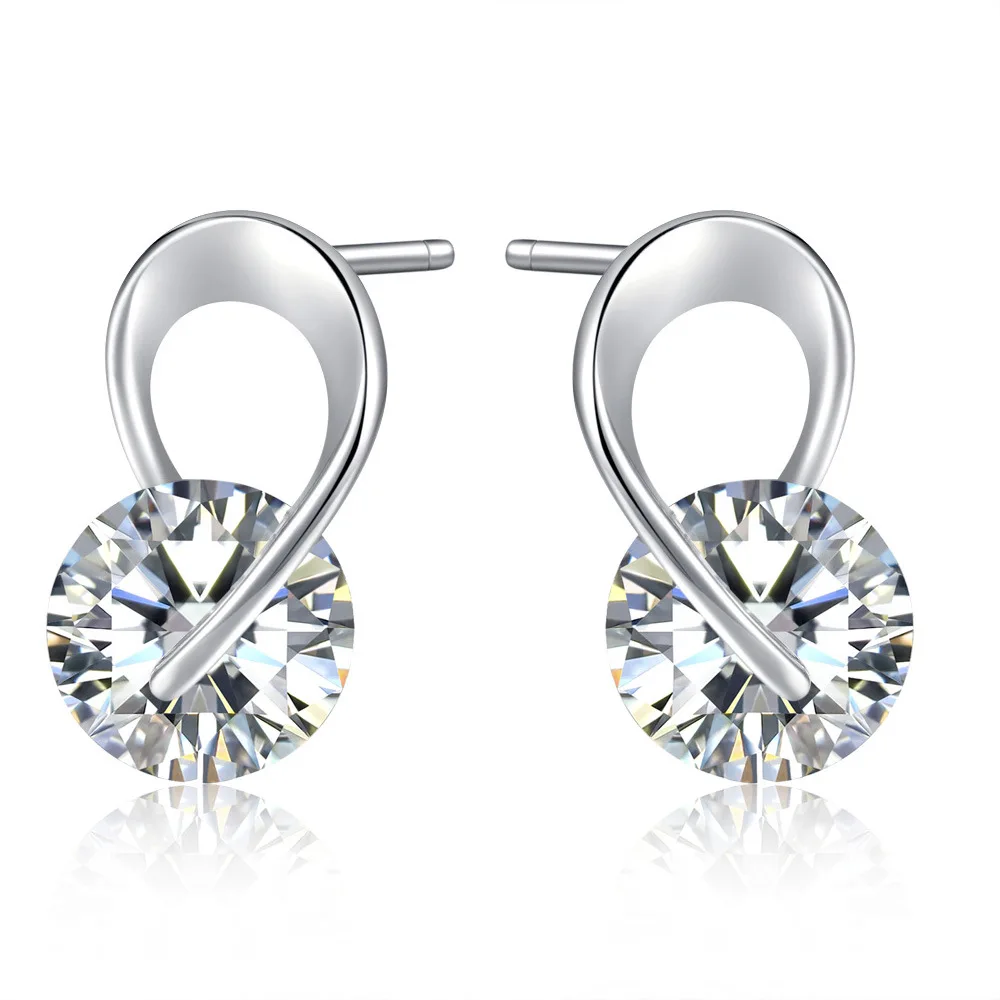 Женские серьги гвоздики ZHOUYANG простой стиль с фианитом розовое золото серебро