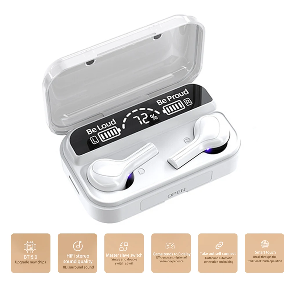 TWS беспроводные наушники BT5.0 True Wireless Bluetooth водонепроницаемые спортивные 8D стерео