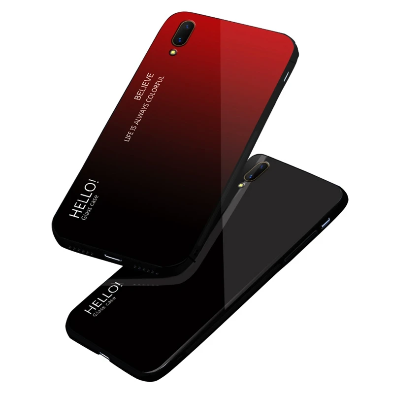 UPaitou Tempered Glass Case for VIVO V11 Pro V11i V5 Lite V7 Plus Z3i Soft TPU Edge Luxury Gradient Back Cover |