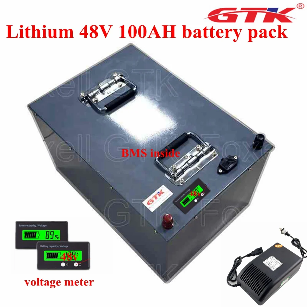 Литиевая батарея 48V 100AH аккумулятор 48V 200AH литий ионный аккумулятор с ЖК-дисплей для 1500 Вт 5000 UPS скутер EV транспортировки клуба go to cart 10A зарядное устройство