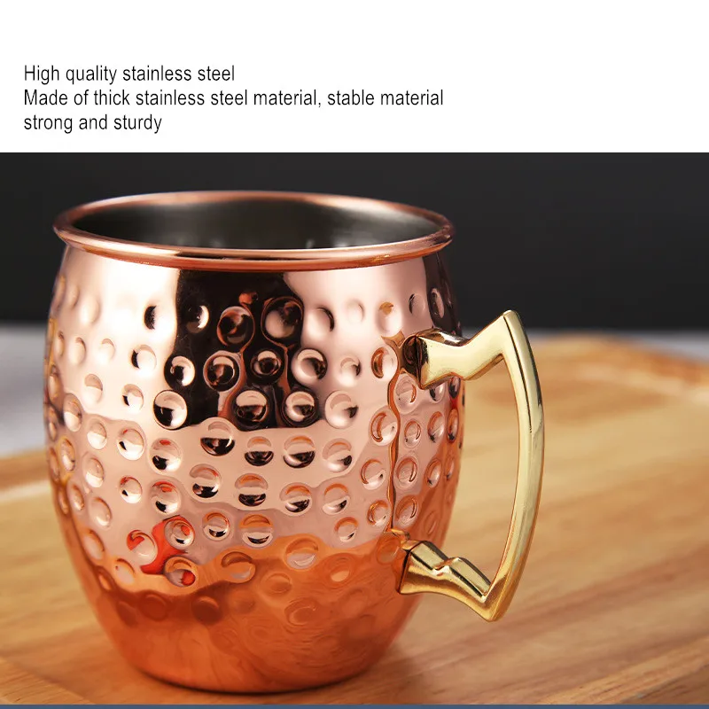 550 мл 18 унций кружка Мула из нержавеющей стали кованый медный стакан для пива