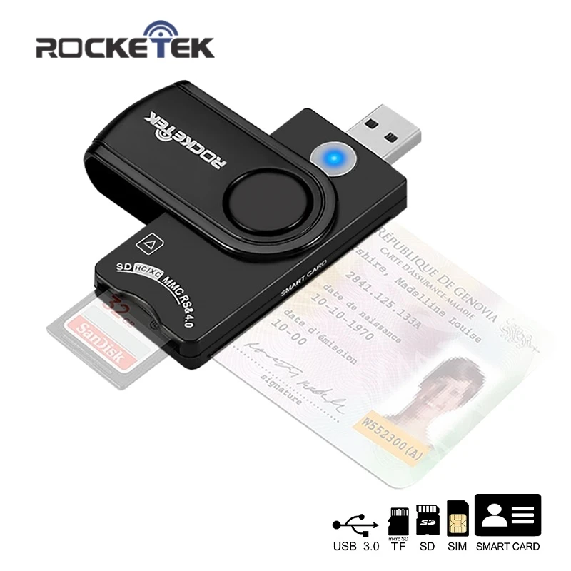 Rocketek USB 3 0 2 мульти считыватель смарт карт SD/TF micro SD память ID банковская карта sim cloner