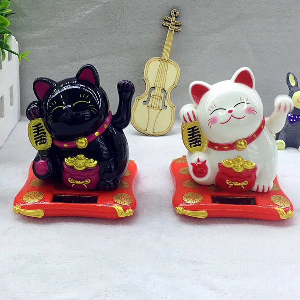 Swing Hand Figure Doll Toy Maneki Neko Model Figures for Kids Car Solar Ornament Home Decor | Дом и сад