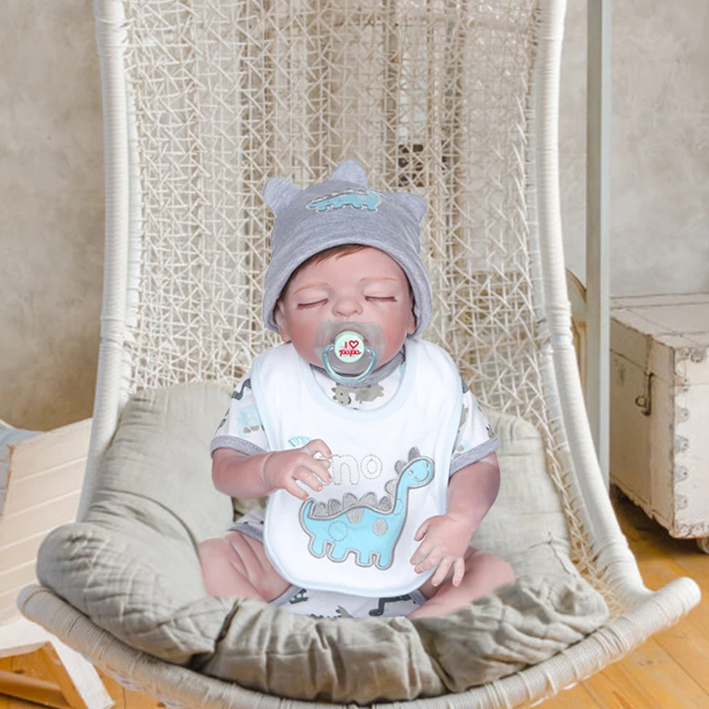 

Dolls Ornaments Home Decor Baby Toys Cute 48cm Full Body Silicone Lifelike Flexible Doll Reborn Baby Blue Dress Toy