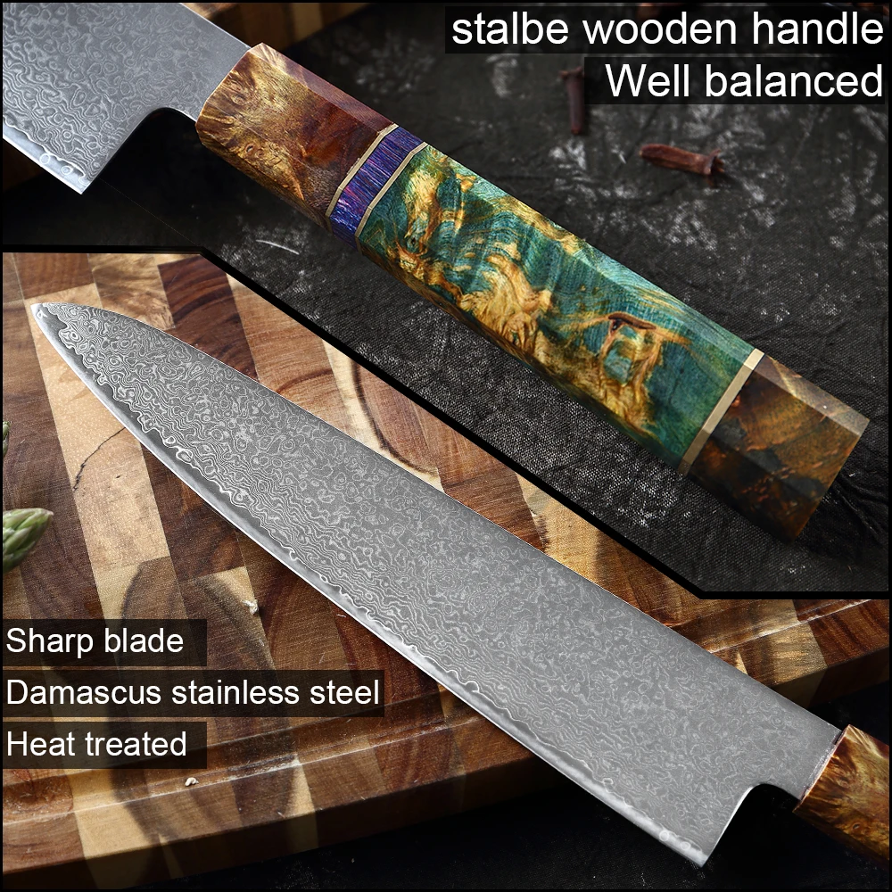 XITUO Kitchen Chef Knife High Quality VG10 Japanese Damascus Steel Octagonal Stable Wooden Handle Cleaver Cooking Tool | Дом и сад