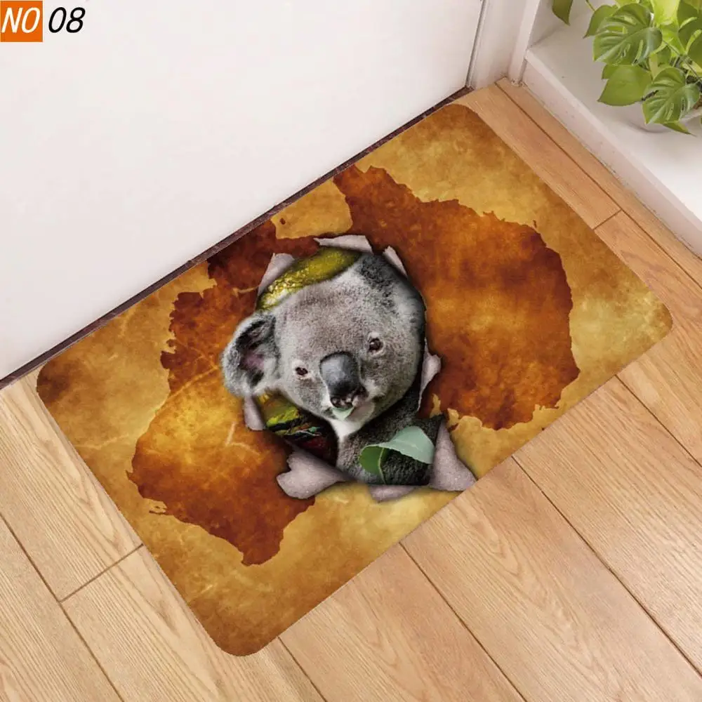 Противоскользящий коврик OIMG для ванной с 3D принтом лошади кенгуру коала