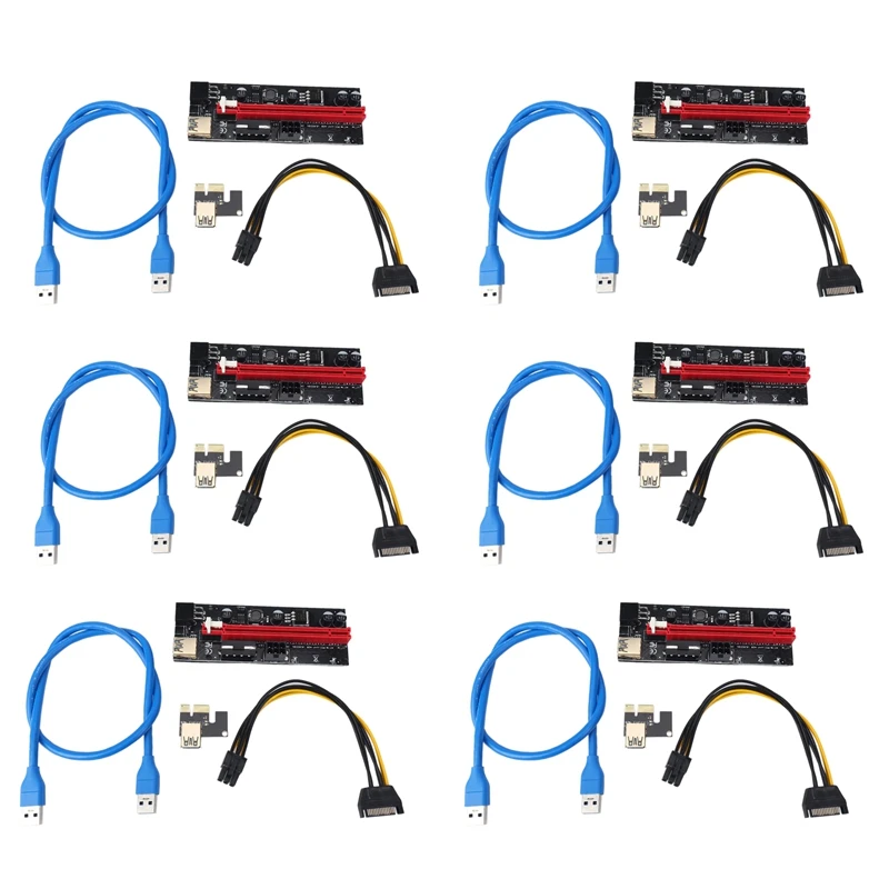 

VER009 USB 3.0 PCI-E Riser VER 009S Express 1X 4X 8X 16X Extender Riser Adapter Card SATA 15Pin to 6 Pin Power Cable