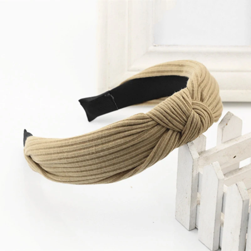 Женская повязка на голову широкая однотонная в цветочек горошек с бантом |