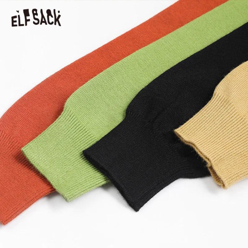 Женское трикотажное платье ELFSACK разноцветное однотонное свитер с рукавами