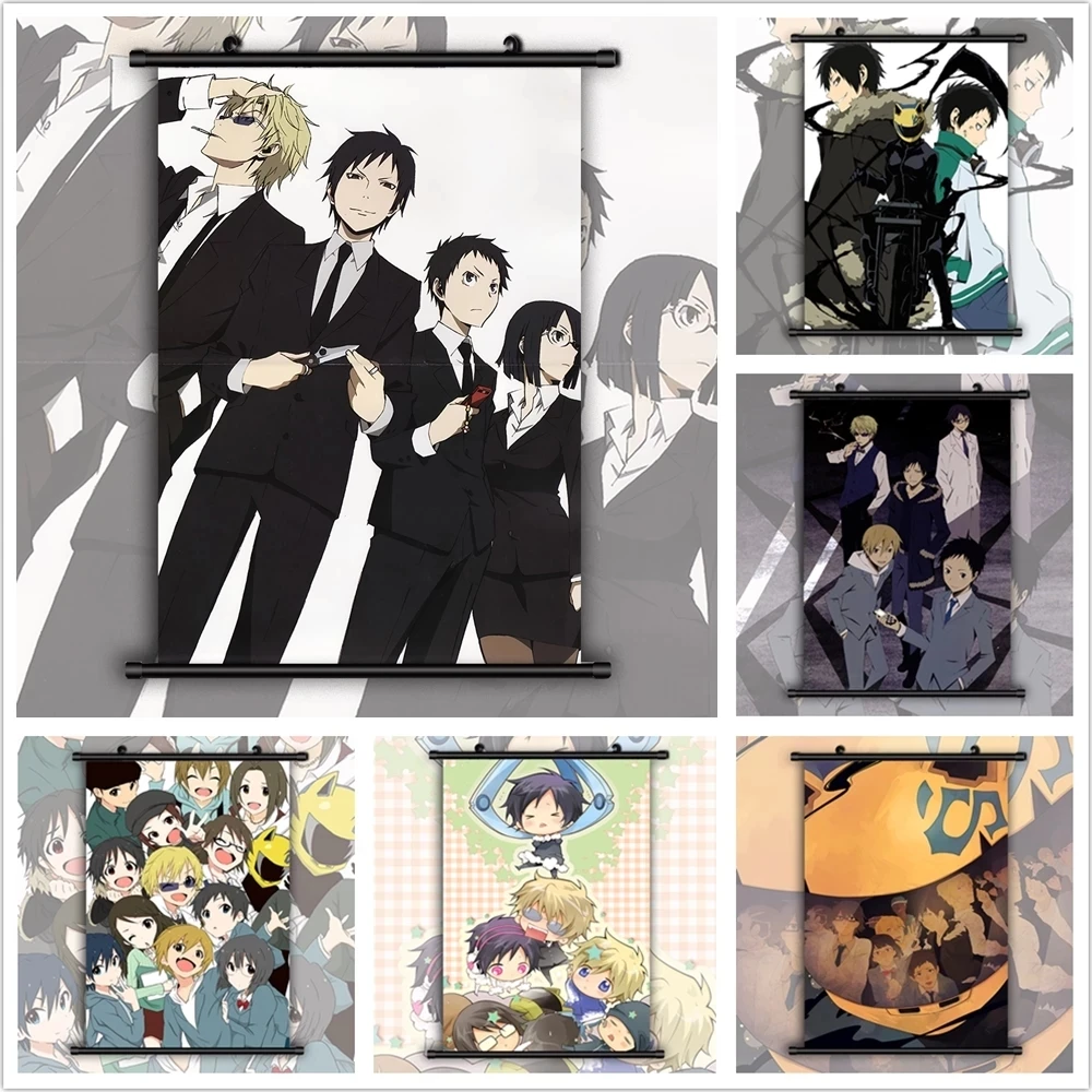 

Wall Art Plastic Scroll Hanging Painting DURARARA!! Izaya Shizuo Celty Canvas Poster Anime Picture Print Home Decor Kids Room