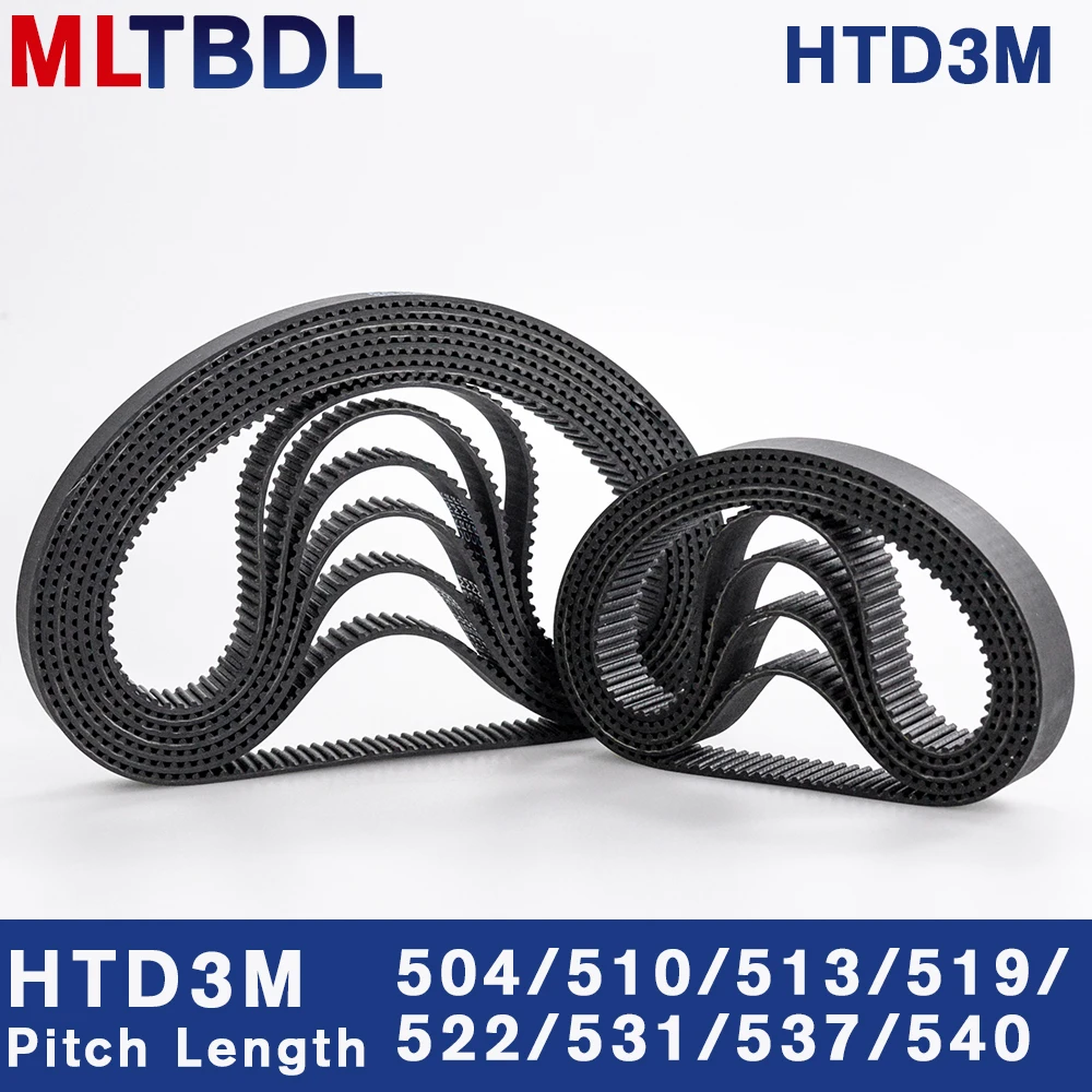 

HTD 3M Timing Belt 504/510/513/519/522/531/537/540mm 6/9/10/15mm Width RubbeToothed Belt Closed Loop Synchronous Belt pitch 3mm