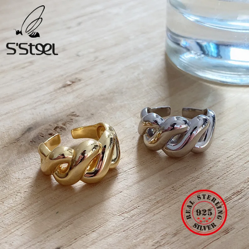 

S'STEEL Designer Rings For Women 925 Sterling Silver Party Minimalist Gold Rings Anillos De Plata 925 De Ley Mujer Fine Jewelry