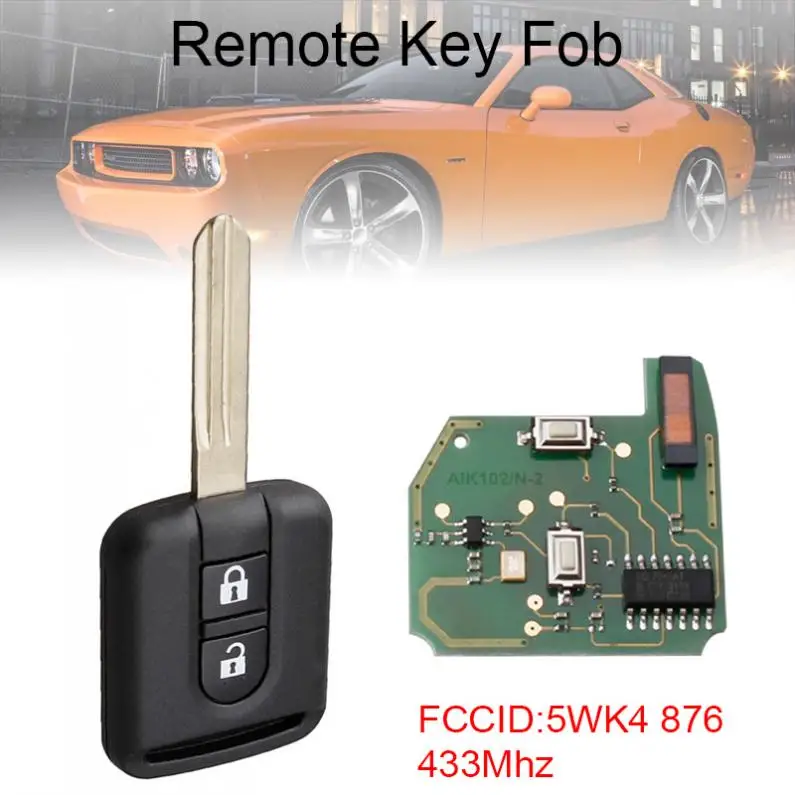 433 МГц 2 кнопки дистанционный ключ брелок от машины с чипом ID46 5WK4 876 Подходит для