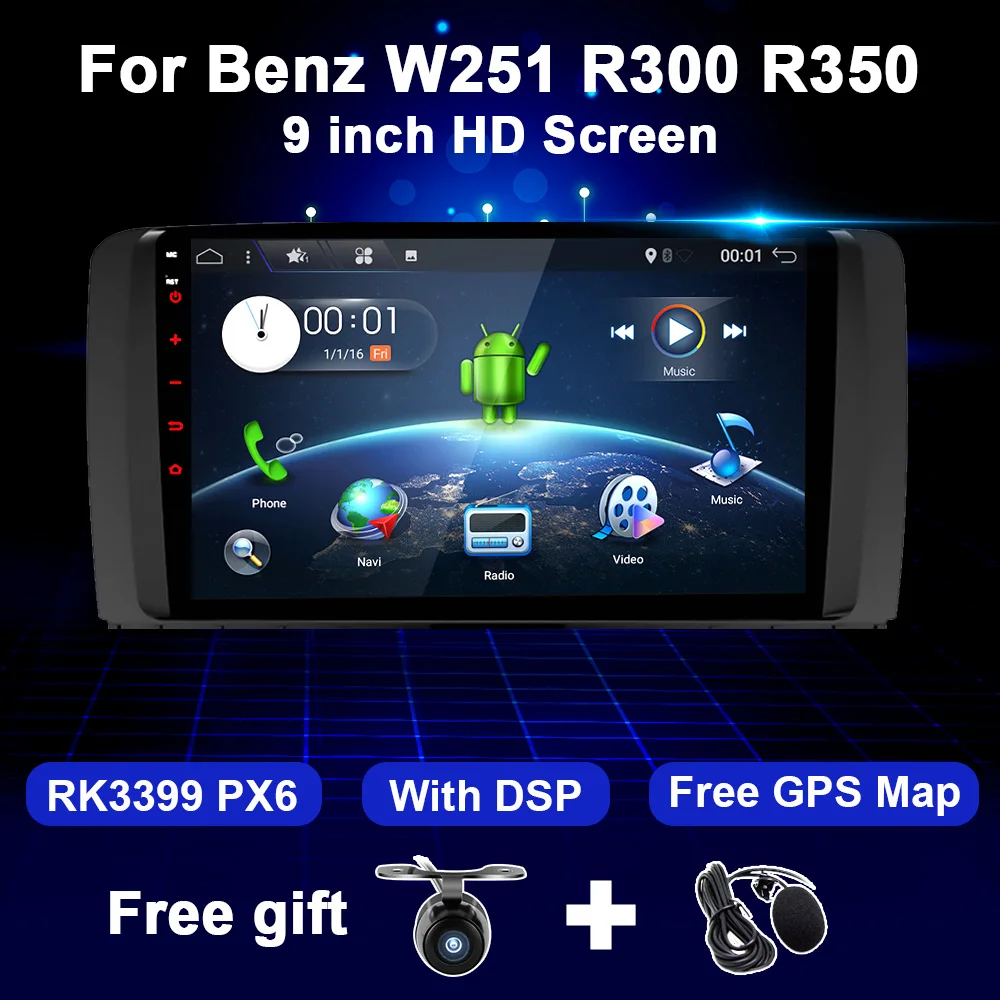 

4G+64G Android Car Radio GPS For Mercedes Benz R-Class W251 2006-2012 R280 R300 R320 R350 R500 Multimedia Stereo Audio NO DVD