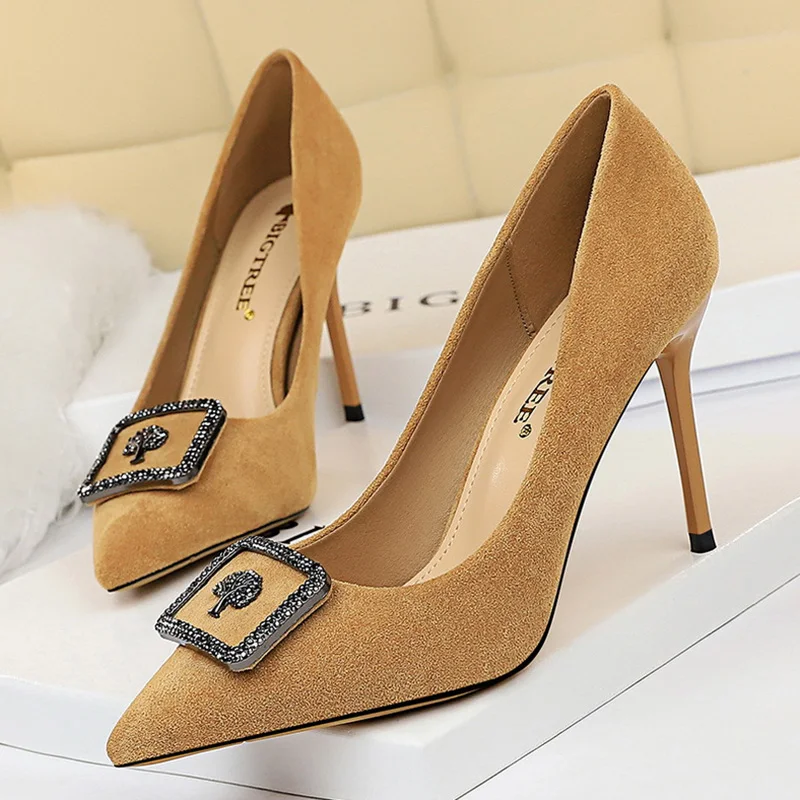 Женские туфли-лодочки на высоком каблуке с кристаллами и листьями вечерние туфли