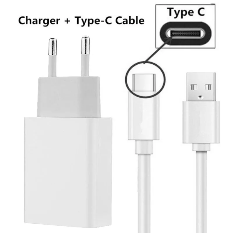 2A mi cro usb type c Быстрая зарядка USB кабель EU зарядное устройство для Xiaomi mi 9 se 8 lite CC9 C99E 9T PRO mi A1 A2 A3 LITE 5 6 адаптер - Тип штекера: charger-1M type c