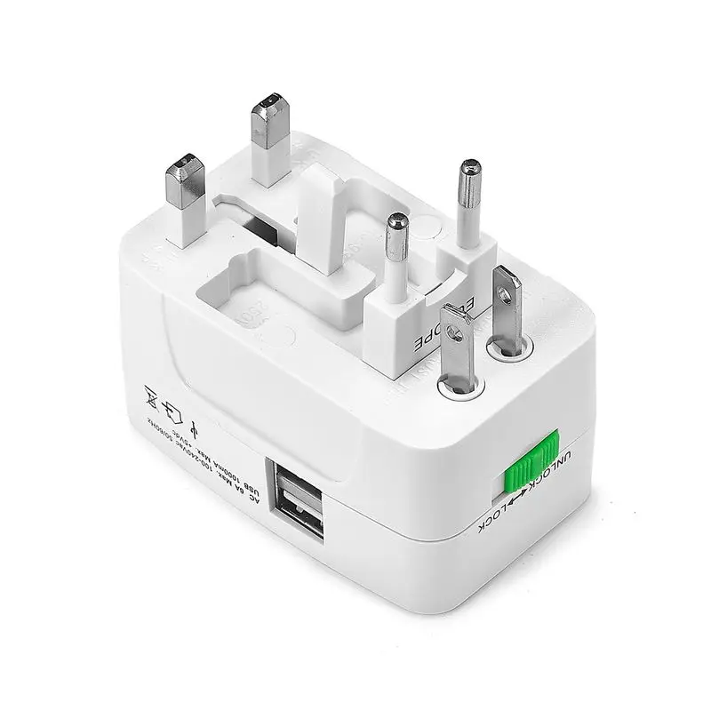 Универсальный адаптер с двумя выходами USB Европейский американский