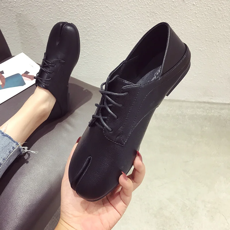 Оксфорды на шнуровке с раздельным носком женские Ретро японский ниндзя Лоферы