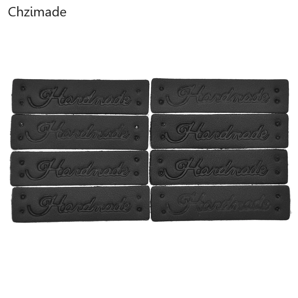 8pcs black 8/24/48 шт ручной работы одежды этикетки для одежды из искусственной кожи с принтом букв этикетки Швейное Ремесло «сделай сам» - Цвет: 8pcs black