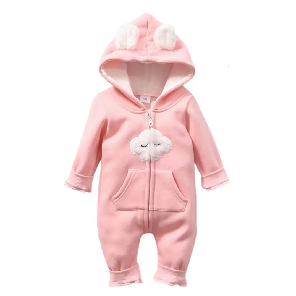 

Baby Romper Zipper Design Windproof Lovely Toddler Winter Hooded Jumpsuit for Autumn