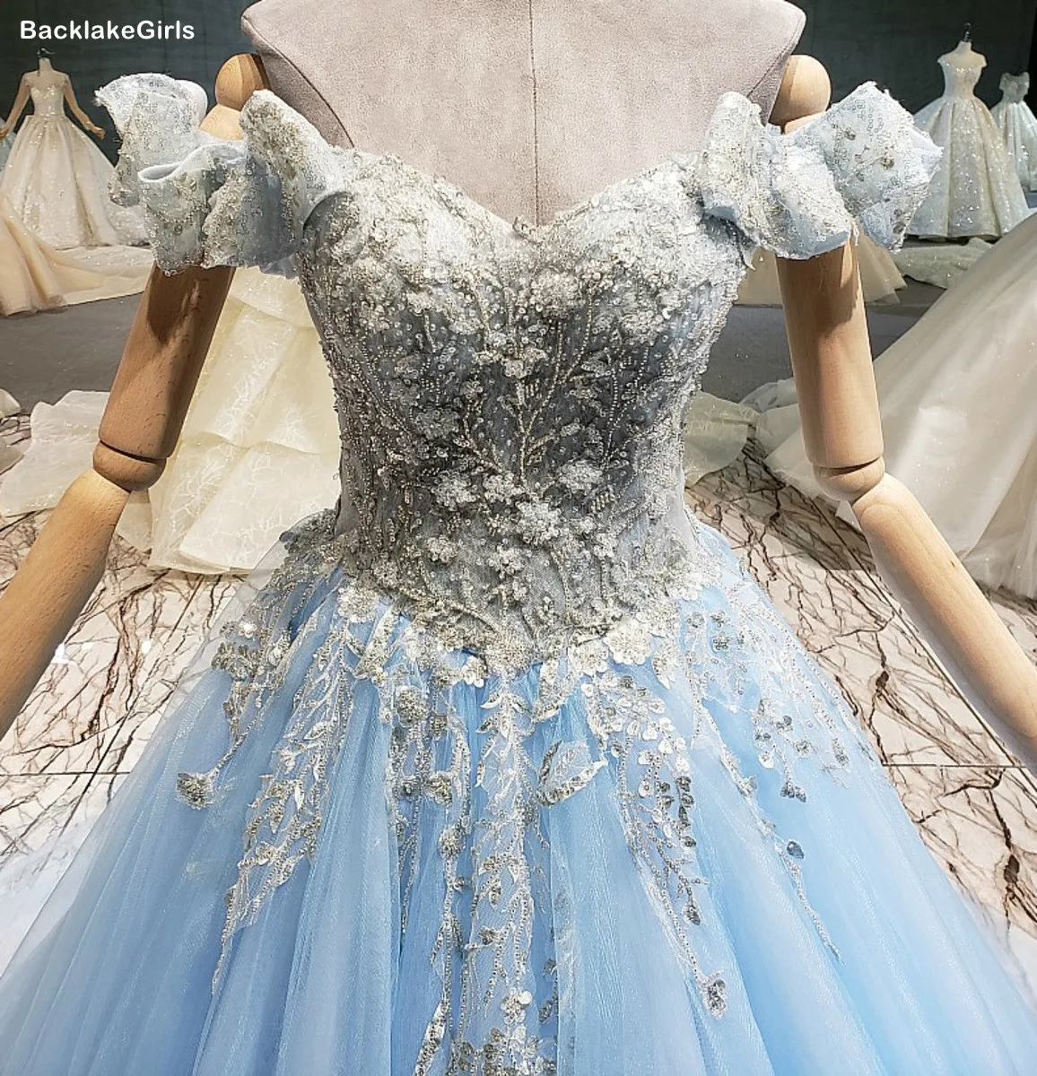 3d Beade цветочное синее Африканское вечернее платье с длинным рукавом