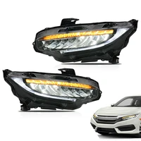 head lamp for honda civic headlight 2016 up with white drl and yellow moving turn signal dual beam lens car accessories