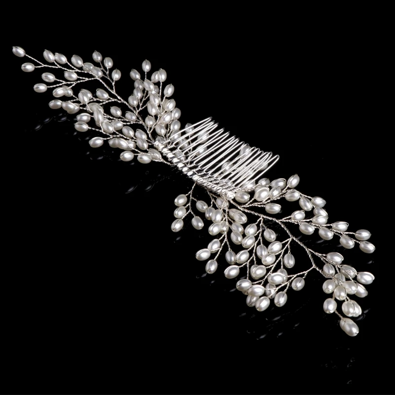 

Bridal Faux Pearl Wedding Girls Tiara Headdress Headband Hair Comb Jewelry Party
