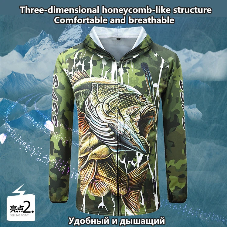M-4XL, профессиональная одежда для рыбалки, анти-УФ, для подледной рыбалки, с капюшоном, комплект одежды, Солнцезащитная рубашка с длинным рукавом, камуфляжные штаны