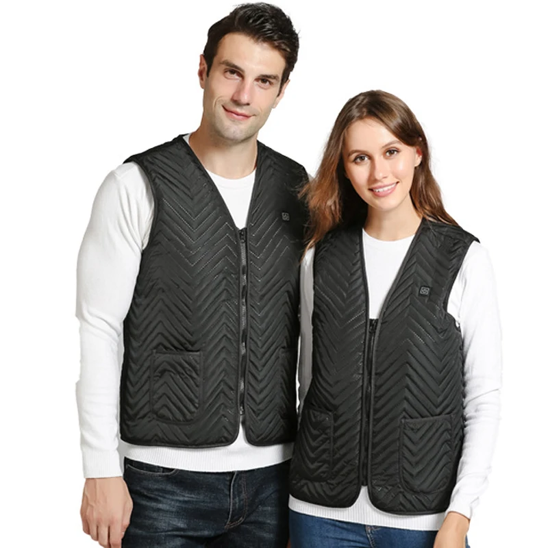 

Men Autumn Winter Smart Heating Velvet Vest Usb Infrared Electric Women Gilet Outdoor Flexible Thermal Chaleco Calefactable