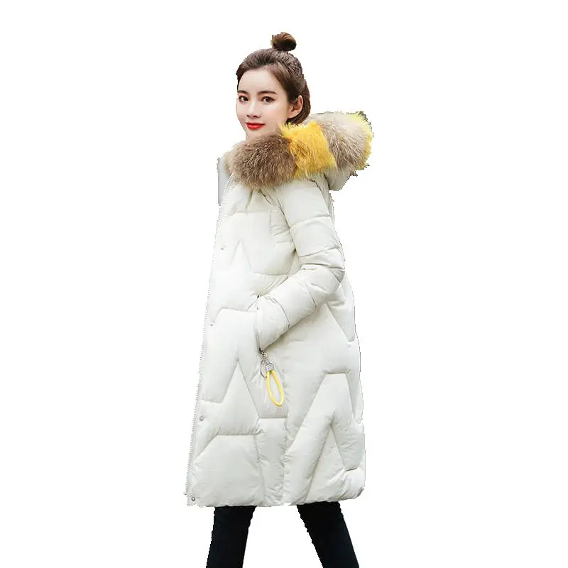 Зимние женские пуховики зимняя куртка большое меховое толстое изящное длинное
