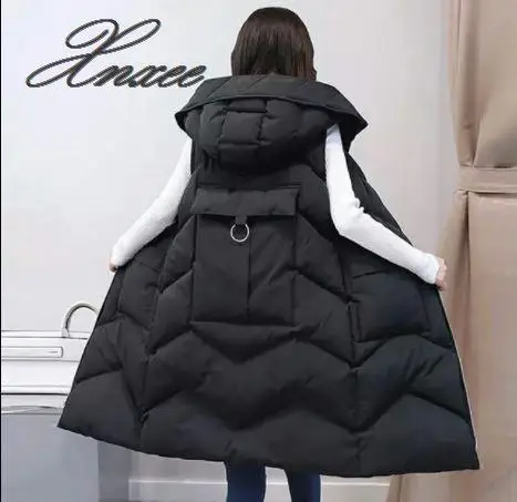 Xnxee Winter Women's jacket Windproof Warm Long Cotton Waistcoat Casual Sleeveless hooded femme coat veste XL-5XL | Женская одежда