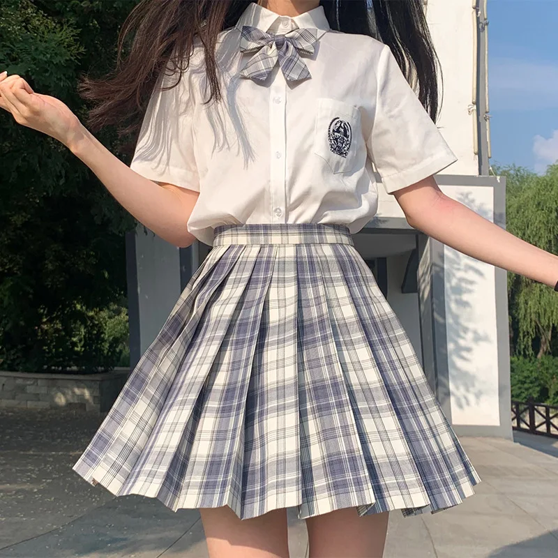 

JK Skirts Women 2020 Summer High Waist Skirts Korean Style Pleated Skirts for Girl Cute Sweet Ladies Plaid Mini Skirt Women