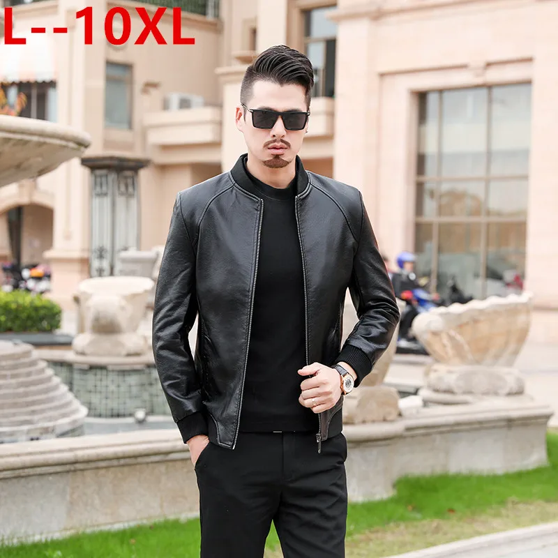 

6XL 9XL 8XL плюс 10XL мужские куртки осенние новые мужские куртки в Корейском стиле с тонким воротником из искусственной кожи Большие размеры