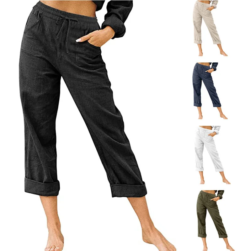 

2021 Summer Female Straight Pants Women's Sweatpants Pants Casual Pants High Waist Female Pants Stylish Female Wide Leg Trousers