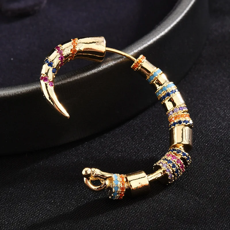 Роскошные Цвет Фул Стразы с украшением в виде кристаллов один обруч серьги панк