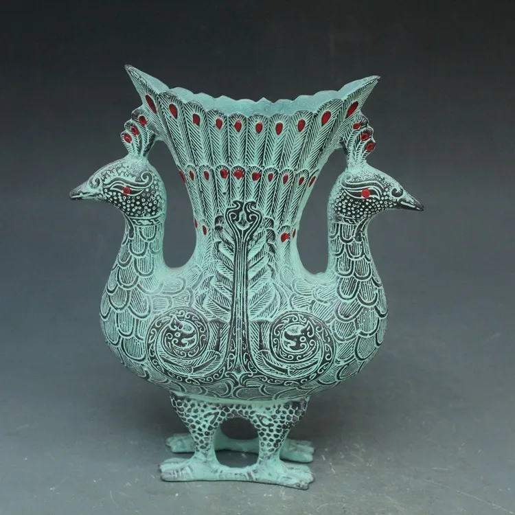 Старинные китайские бронзовые украшения украшение для вазы в виде двойного