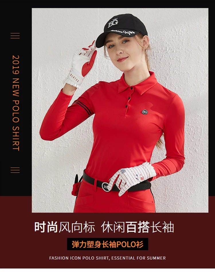 Blktee Гольф Женская рубашка для гольфа с длинными рукавами elatic рубашка BG-19068 женская одежда