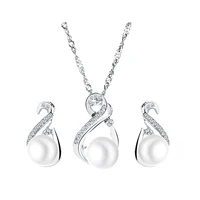 elegant wedding jewelry set for bride crystal imitation pearl pendant necklace earrings jewelry sets women wedding jewelry