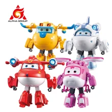 'Super Wings 6'' Supercharged Deluxe Transforming Toys From bot to plane With Sounds & Lights Deformation Robot Action Figures Toy'