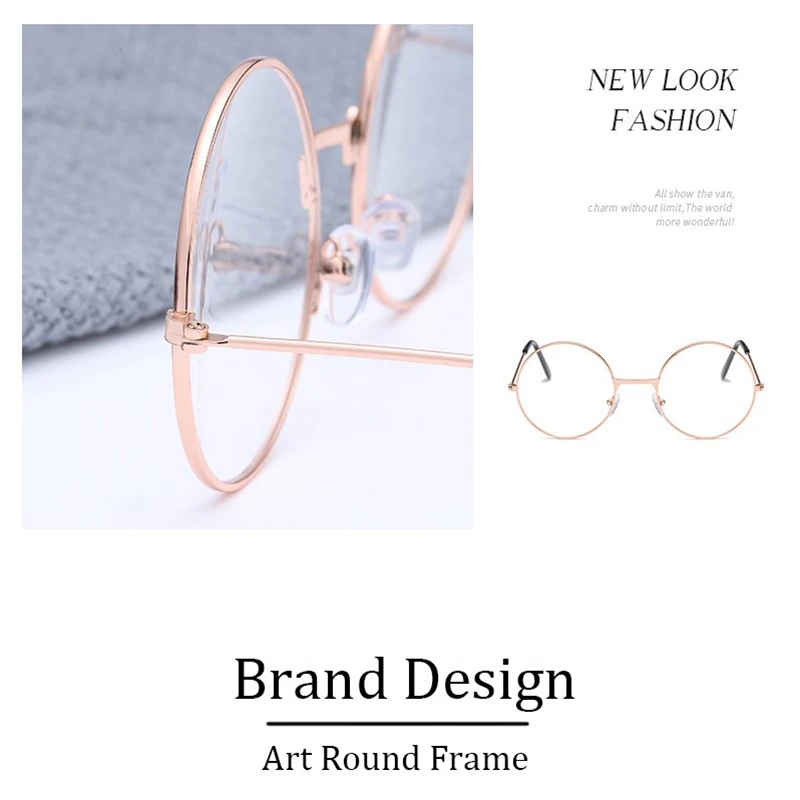 Мужские очки для близорукости модные ретро круглые металлические диоптрические