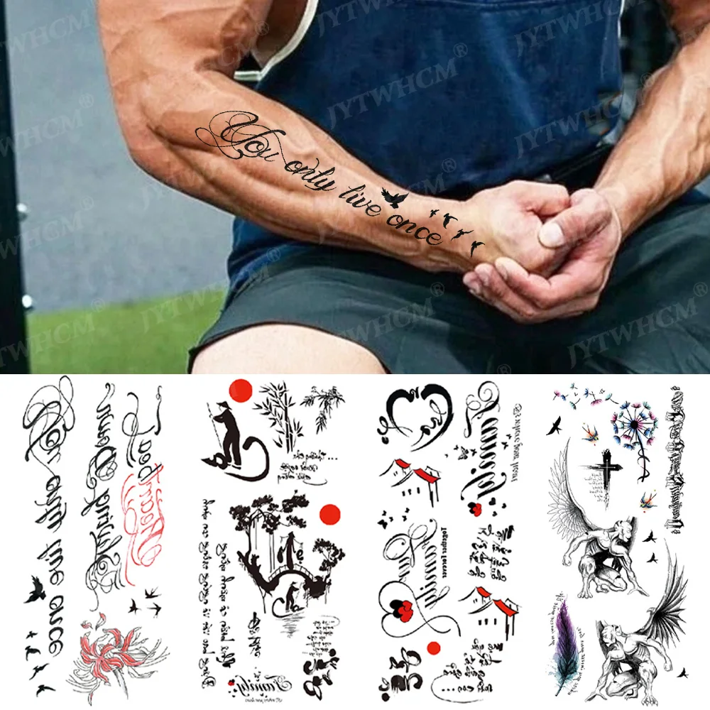 Мужские временные тату-наклейки и этикетки хна черная ручная поддельная